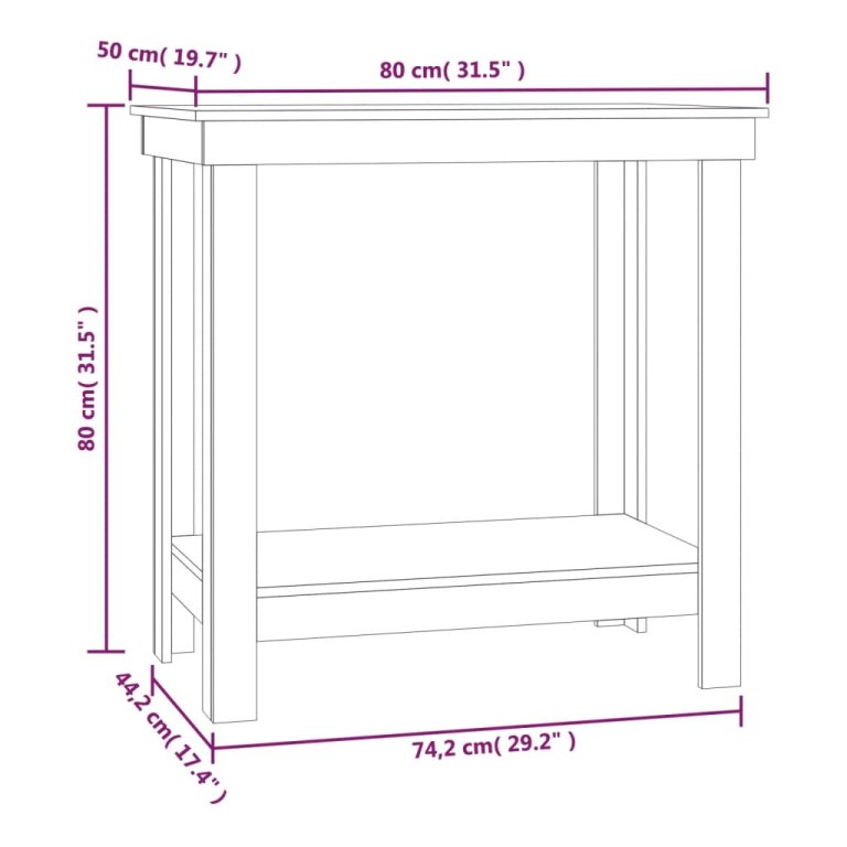 Banc de lucru, maro miere, 80x50x80 cm, lemn masiv pin