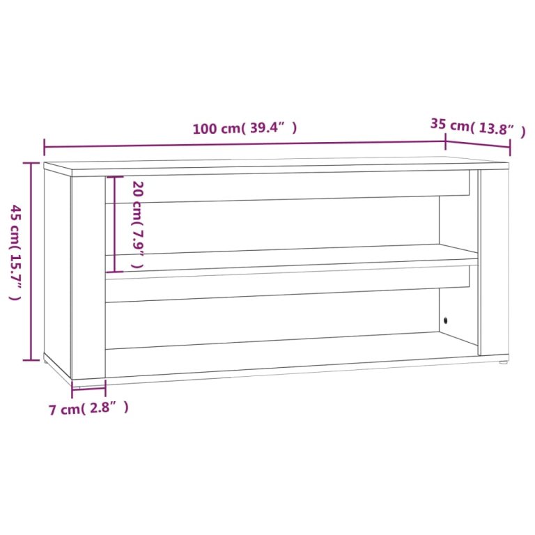 Pantofar, gri sonoma, 100x35x45 cm, lemn prelucrat