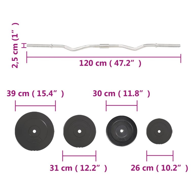 Set halteră ondulată cu greutăți, 90 kg