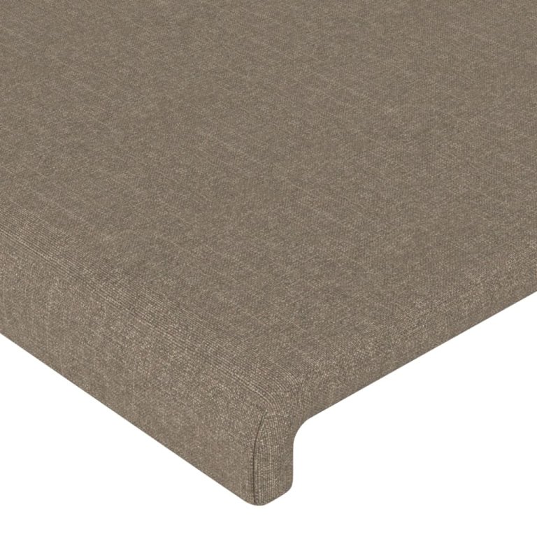 Tăblie de pat cu aripioare gri taupe 203x23x118/128 cm textil