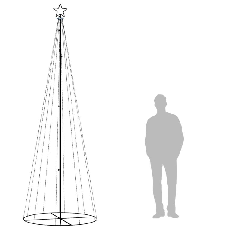 Brad de Crăciun conic, 310 LED-uri, alb rece, 100x300 cm