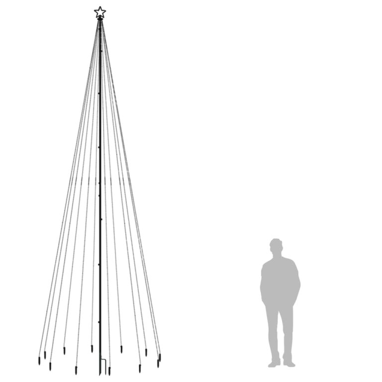 Brad de Crăciun cu țăruș, 732 LED-uri, albastru, 500 cm