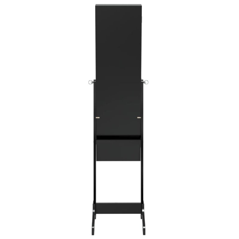 Oglindă de sine stătătoare cu LED, negru, 34x37x146 cm