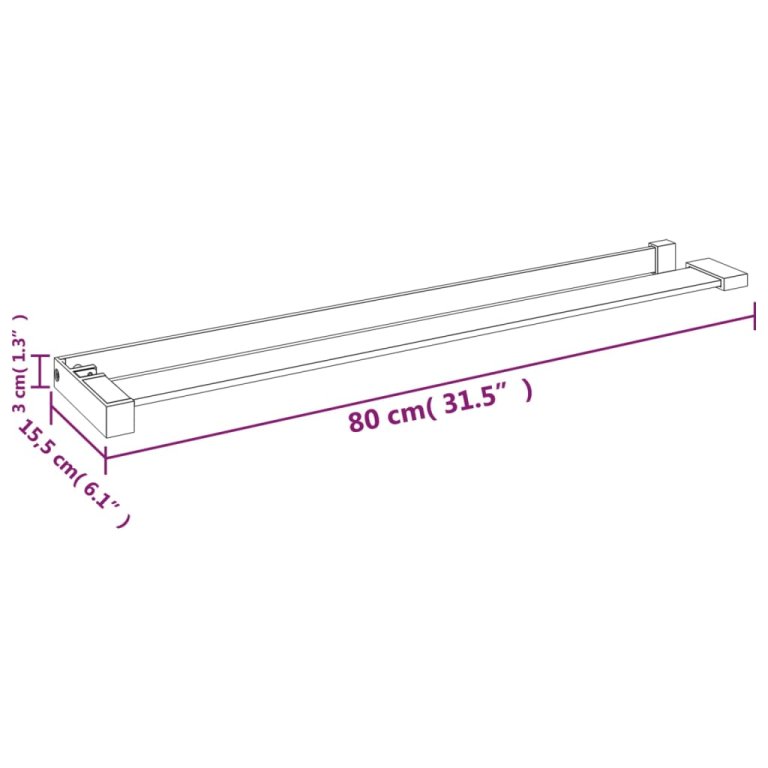 Raft de duș pentru perete cabină de duș, crom, 80 cm, aluminiu