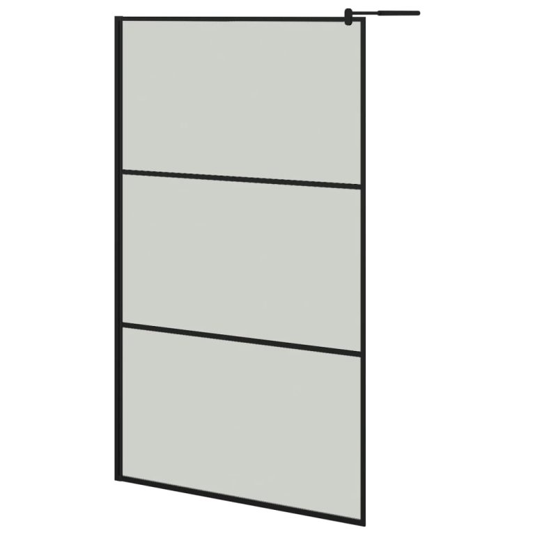 Paravan duș walk-in cu raft negru 115x195cm sticlă ESG/aluminiu