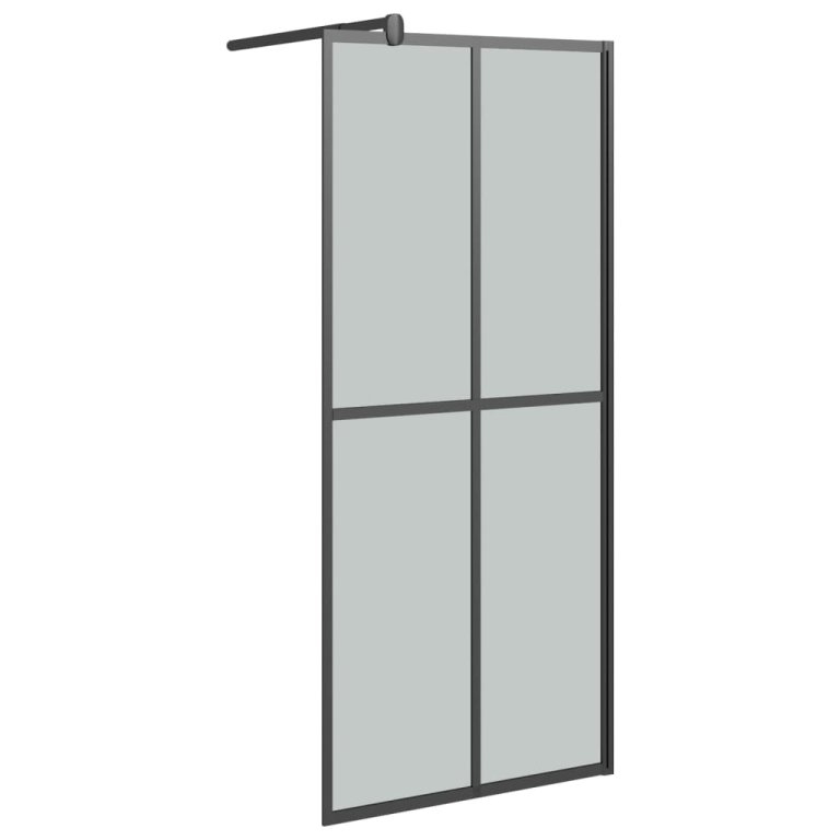 Paravan duș walk-in cu raft negru 80x195 cm sticlă ESG/aluminiu