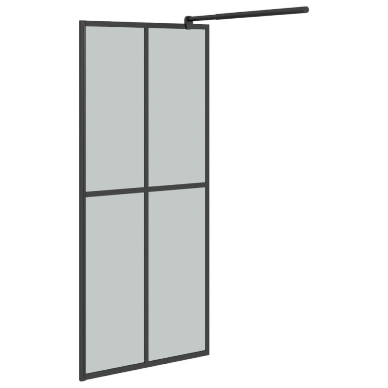 Paravan duș walk-in cu raft negru 80x195 cm sticlă ESG/aluminiu