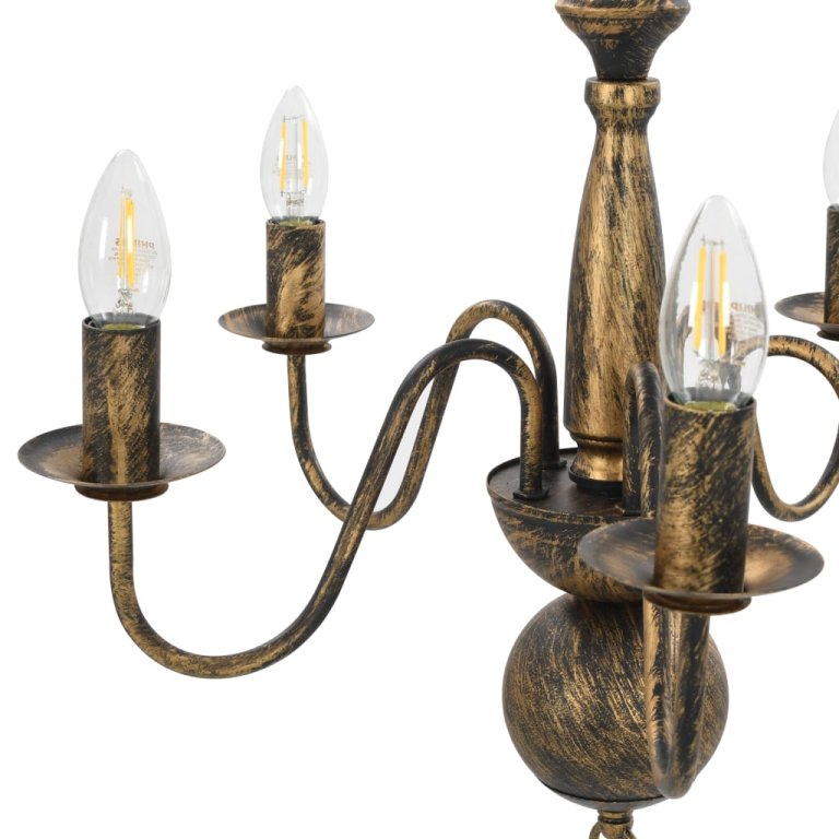 Candelabru antichizat, negru, 5 becuri E14