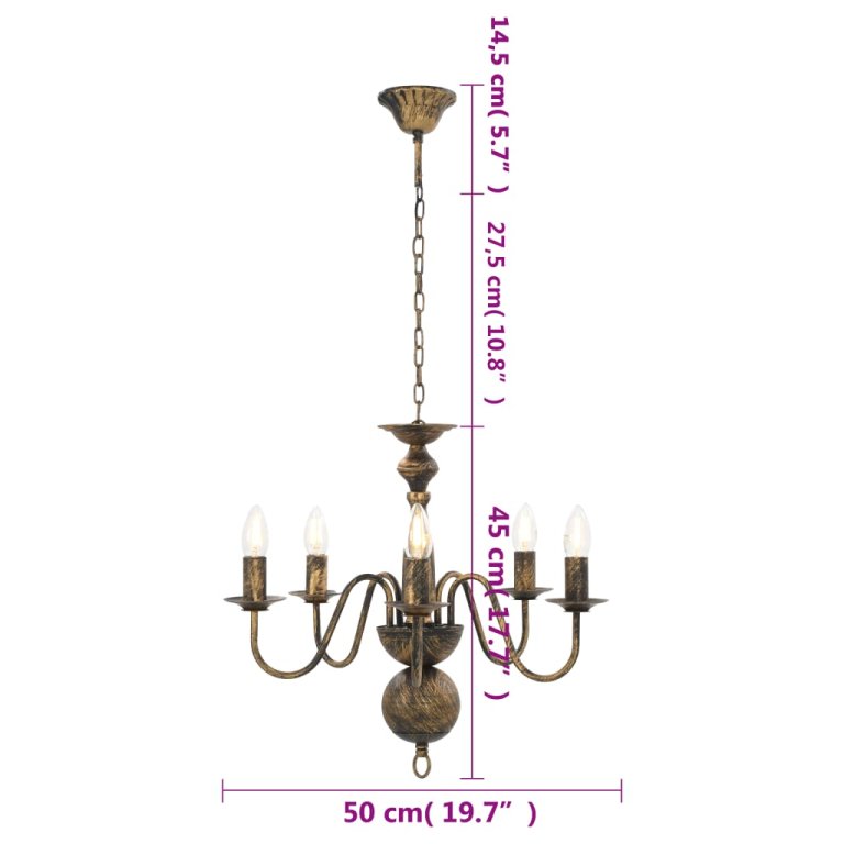 Candelabru antichizat, negru, 5 becuri E14