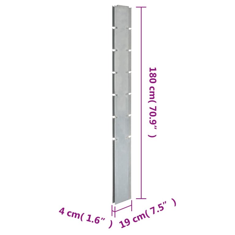 Stâlpi de gard de grădină 10 buc. argintiu 180 cm oțel