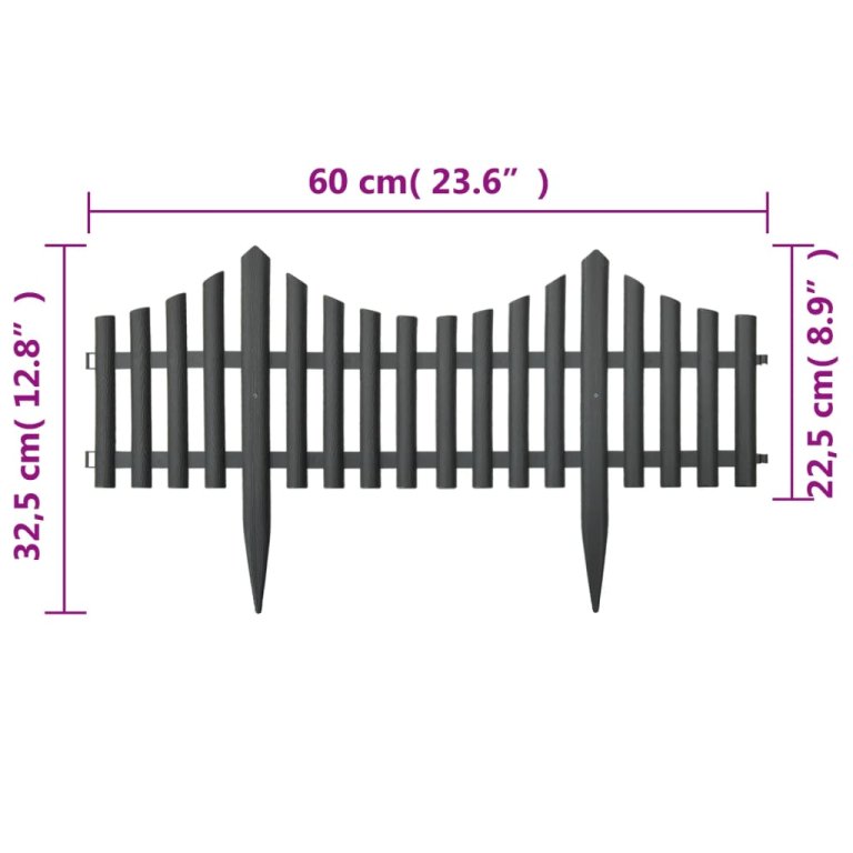 Borduri de gazon, 17 buc., antracit, 10 m, PP