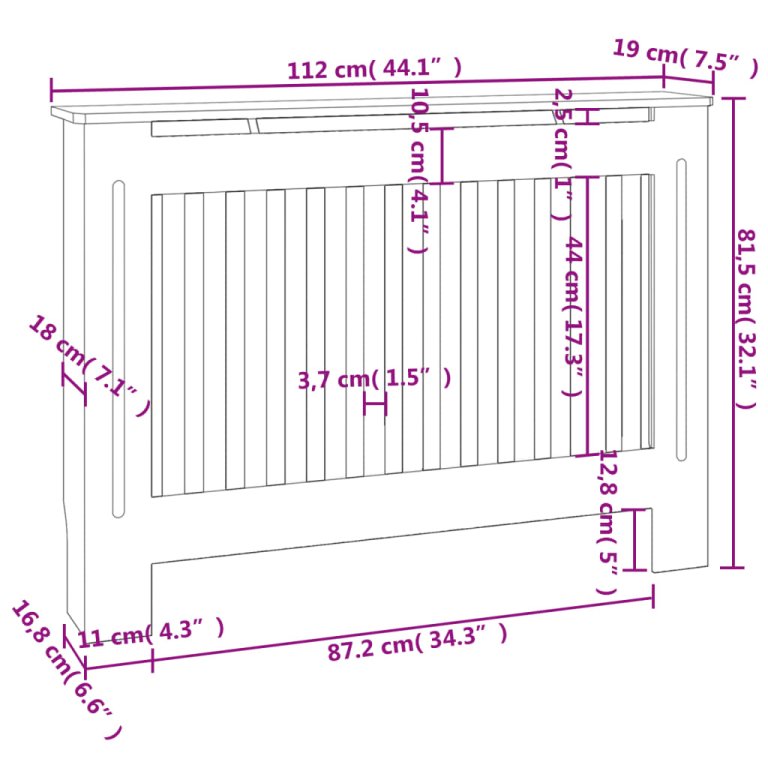 Mască de calorifer încălzire, dulap radiator, alb, 112 cm, MDF