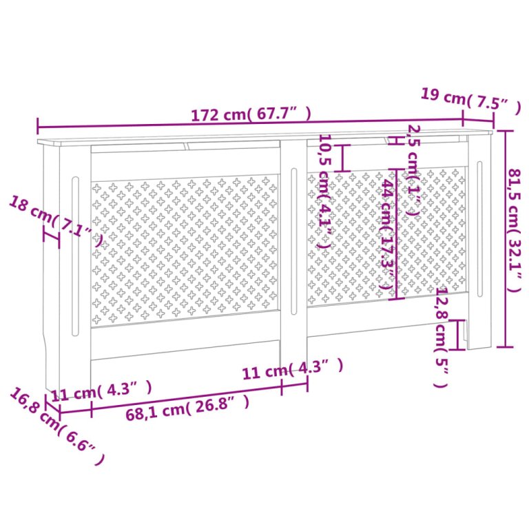 Mască pentru calorifer, 172 x 19 x 81,5 cm, MDF