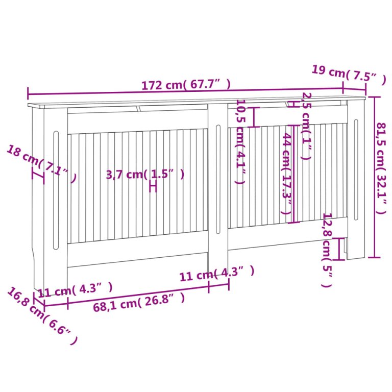 Mască pentru calorifer, 172 x 19 x 81,5 cm, MDF