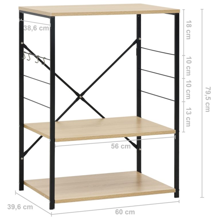 Dulap microunde, negru/stejar 60x39,6x79,5 cm lemn prelucrat