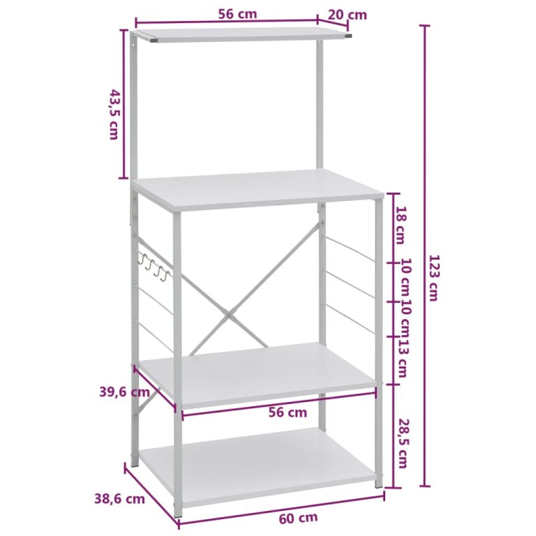 Dulap cuptor microunde, alb, 60x39,6x123 cm, lemn prelucrat