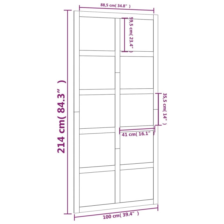 Ușă de hambar, alb, 100x1,8x214 cm, lemn masiv de pin