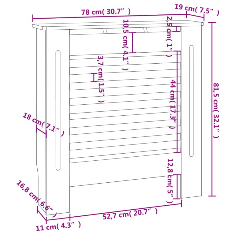 Mască pentru calorifer, alb, 78 cm, MDF