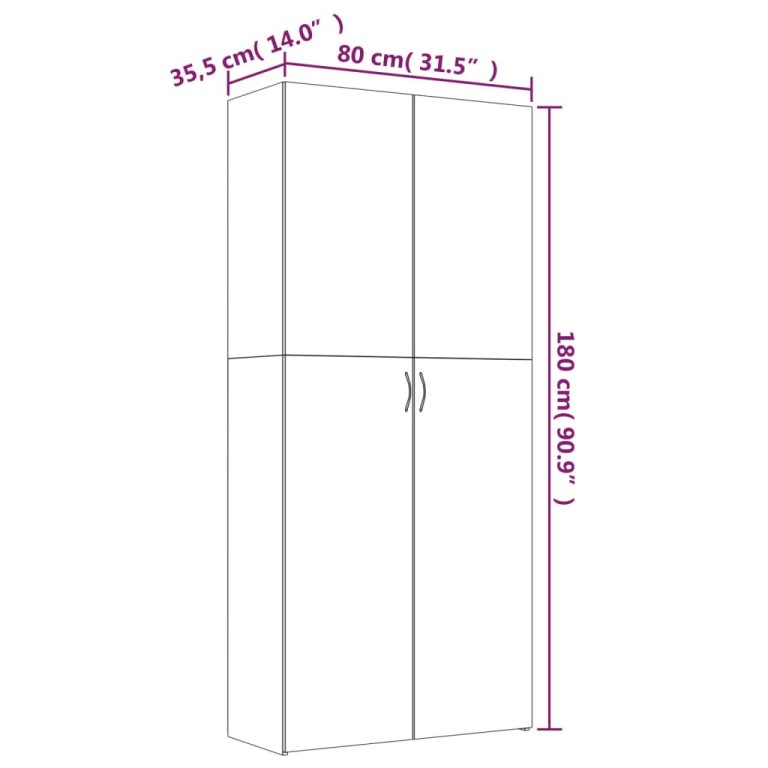 Pantofar, stejar fumuriu, 80x35,5x180 cm, lemn prelucrat