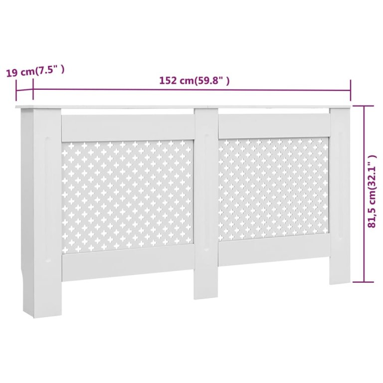 Măști de calorifer, 2 buc., alb, 152 x 19 x 81,5 cm, MDF