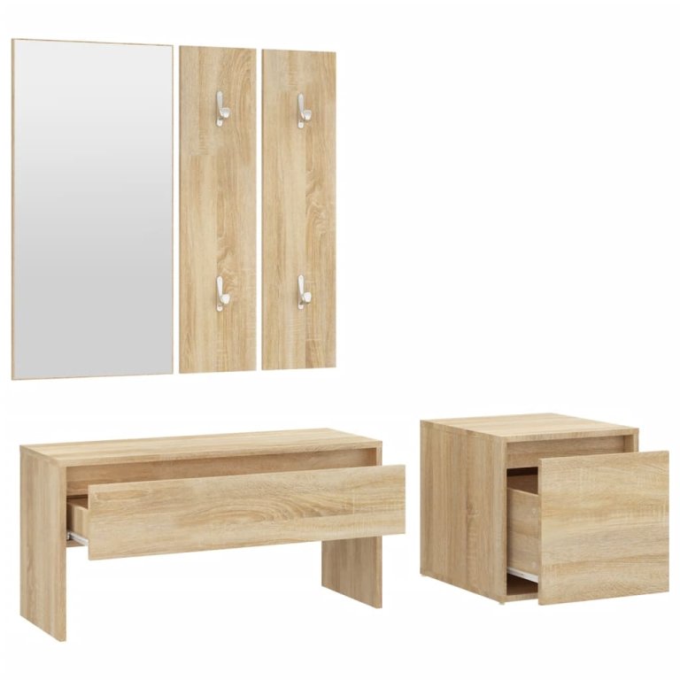 Set de mobilier pentru hol, stejar sonoma, lemn prelucrat