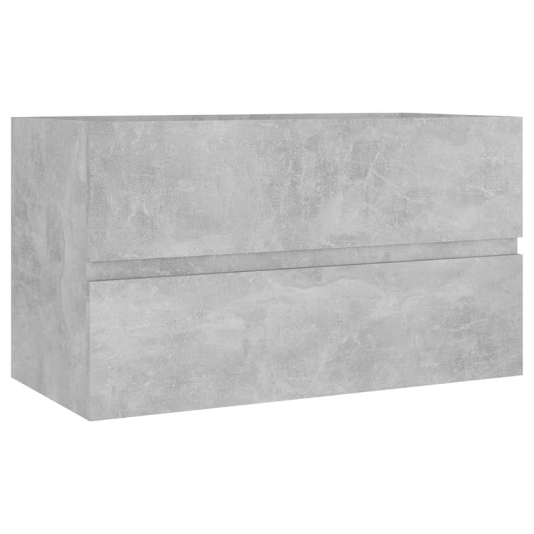 Set mobilier de baie, gri beton, lemn prelucrat