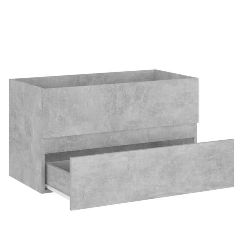 Set mobilier de baie, gri beton, lemn prelucrat