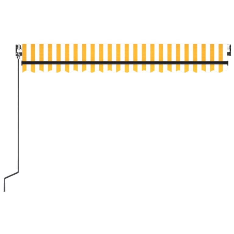 Copertină retractabilă automat, galben și alb, 450x300 cm