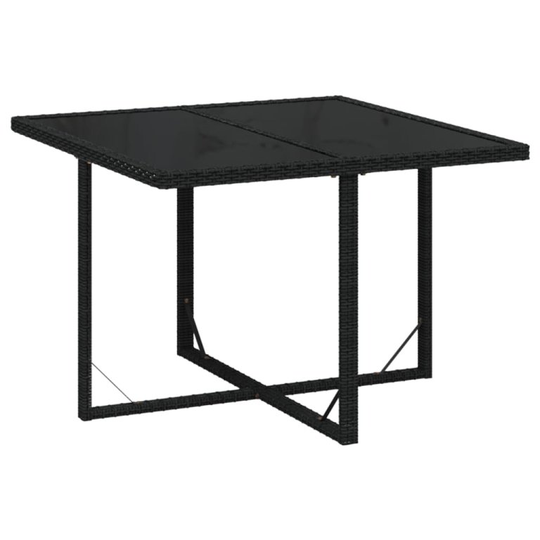 Set mobilier de grădină cu perne, 9 piese, negru, poliratan