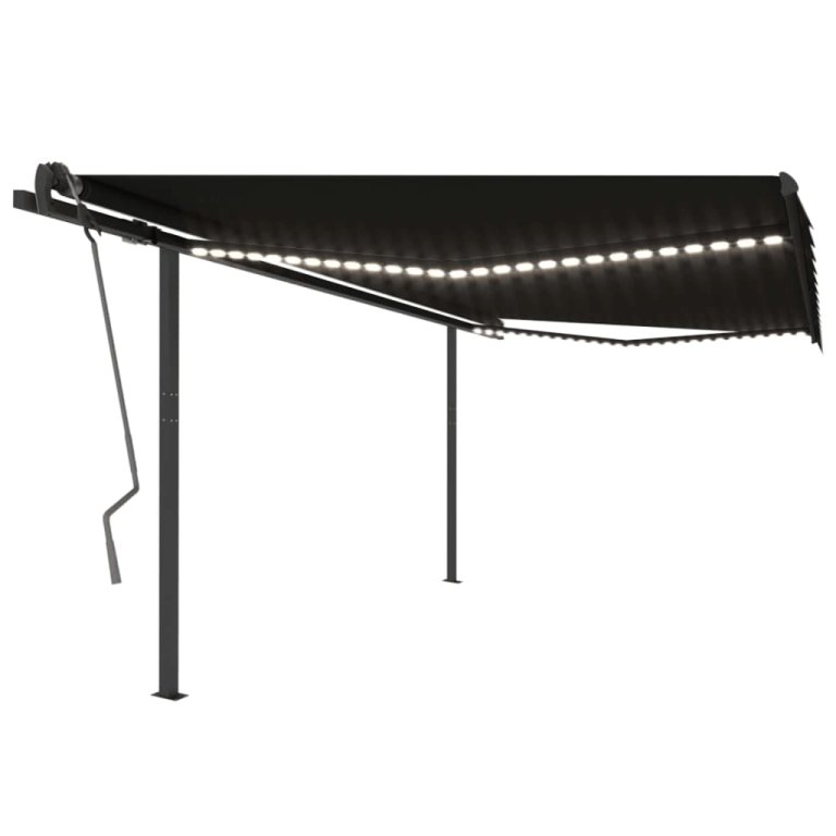 Copertină retractabilă manual, cu LED, antracit, 4x3,5 m