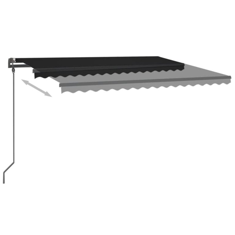 Copertină retractabilă manual, cu LED, antracit, 4x3,5 m