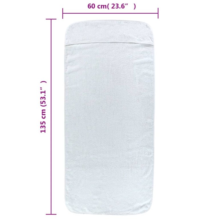 Prosoape de plajă, 4 buc., alb, 60x135 cm, textil 400 GSM