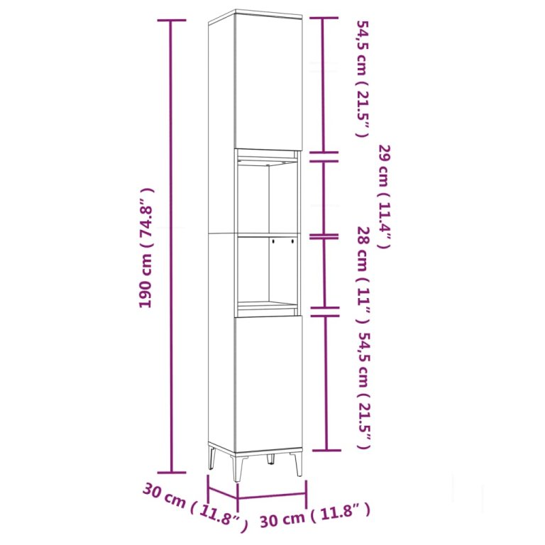 Set mobilier de baie, 3 piese, stejar maro, lemn prelucrat