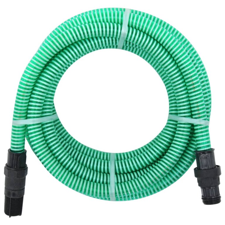 Furtun de aspirație cu racorduri din PVC, verde 1,1