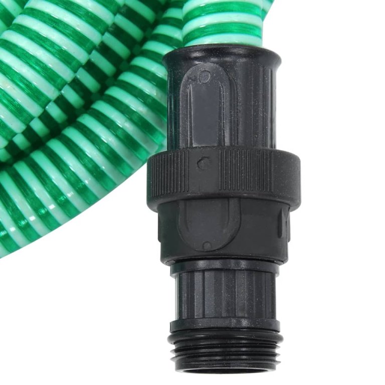 Furtun de aspirație cu racorduri din PVC, verde 1,1