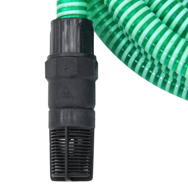 Furtun de aspirație cu racorduri din PVC, verde 1,1