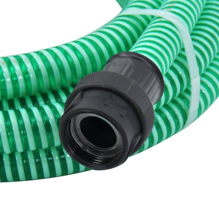 Furtun de aspirație cu racorduri din PVC, verde 1,1