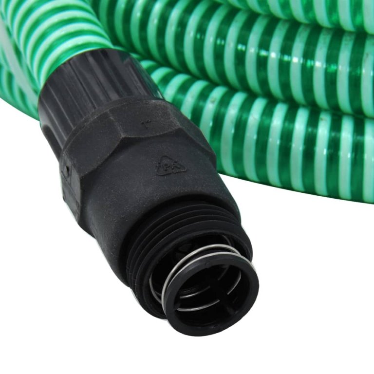 Furtun de aspirație cu racorduri din PVC, verde 1,1