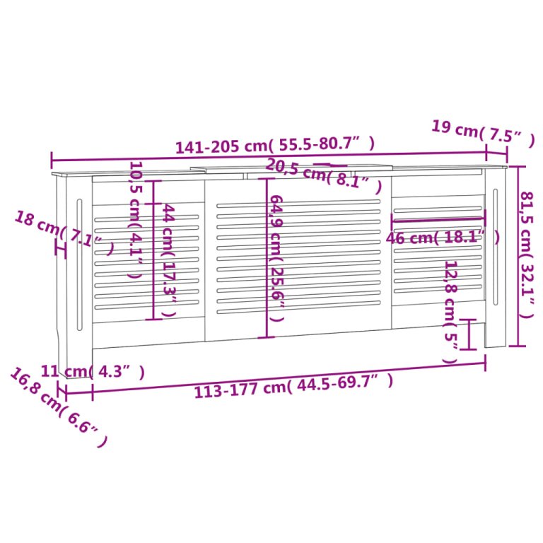 Mască pentru calorifer, 205 cm, MDF