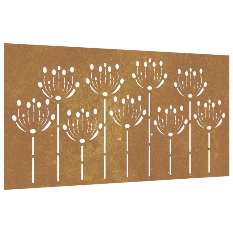 Decorație perete de grădină 105x55 cm design flori oțel Corten