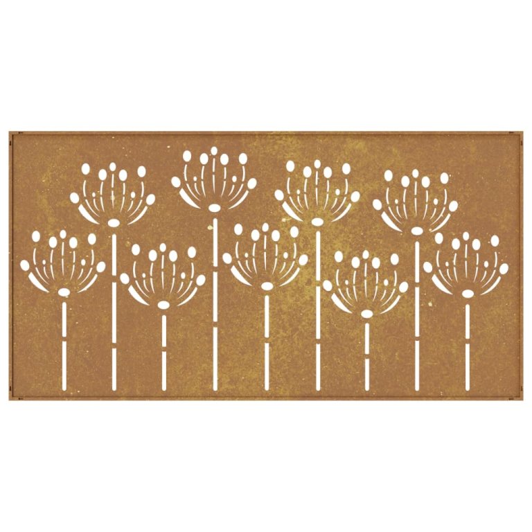 Decorație perete de grădină 105x55 cm design flori oțel Corten