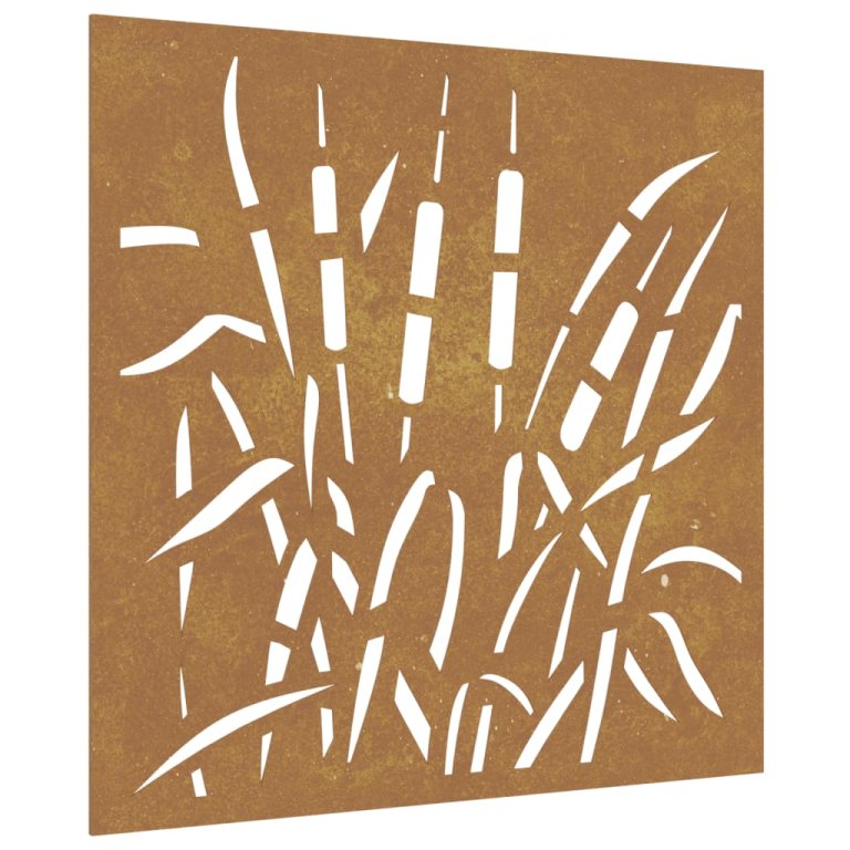 Decor perete de grădină 55x55 cm, design iarba , oțel Corten