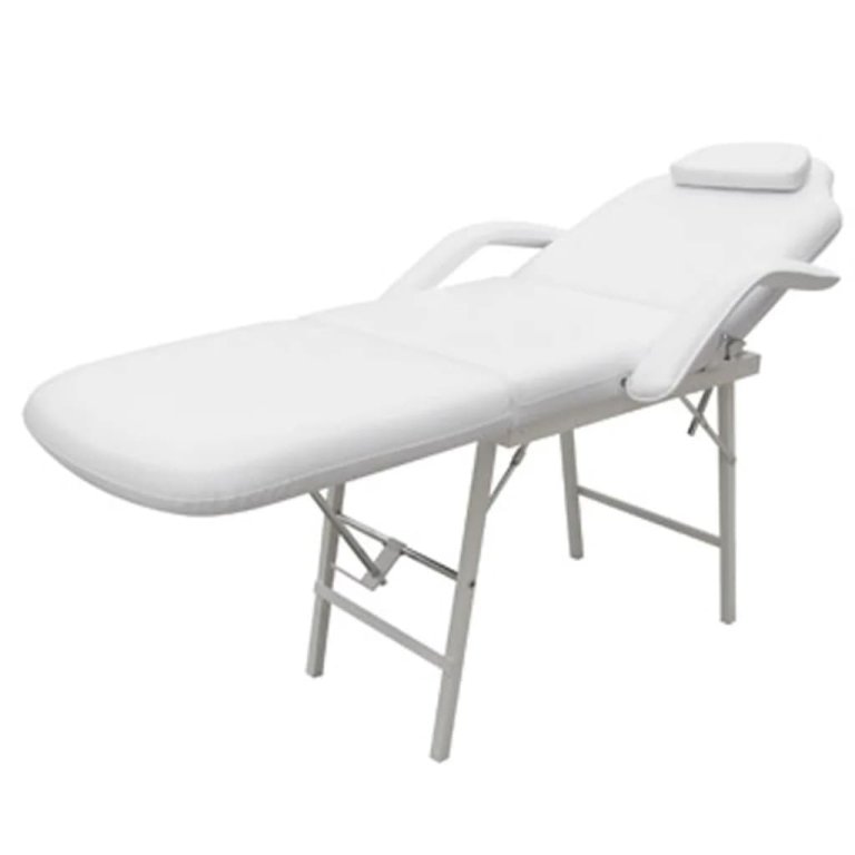 Scaun tratament facial, piele artificială, 185x78x76 cm, alb