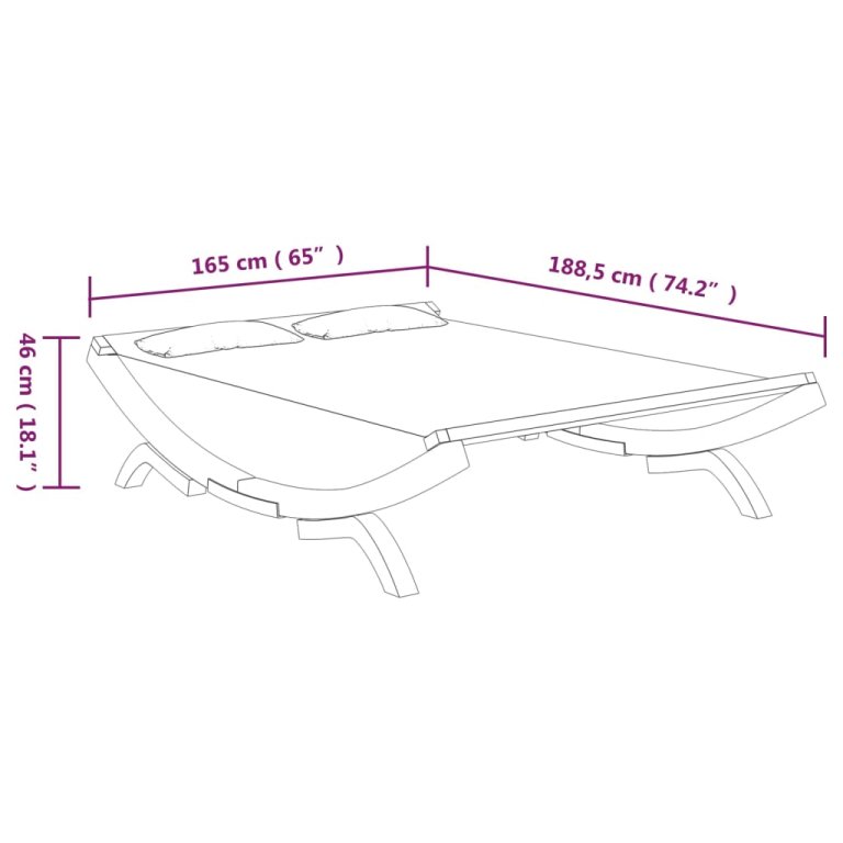 Pat de exterior, crem, 165x188,5x46 cm, lemn masiv curbat