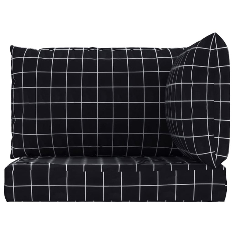 Perne pentru paleți, 3 buc, negru, model carouri, textil oxford