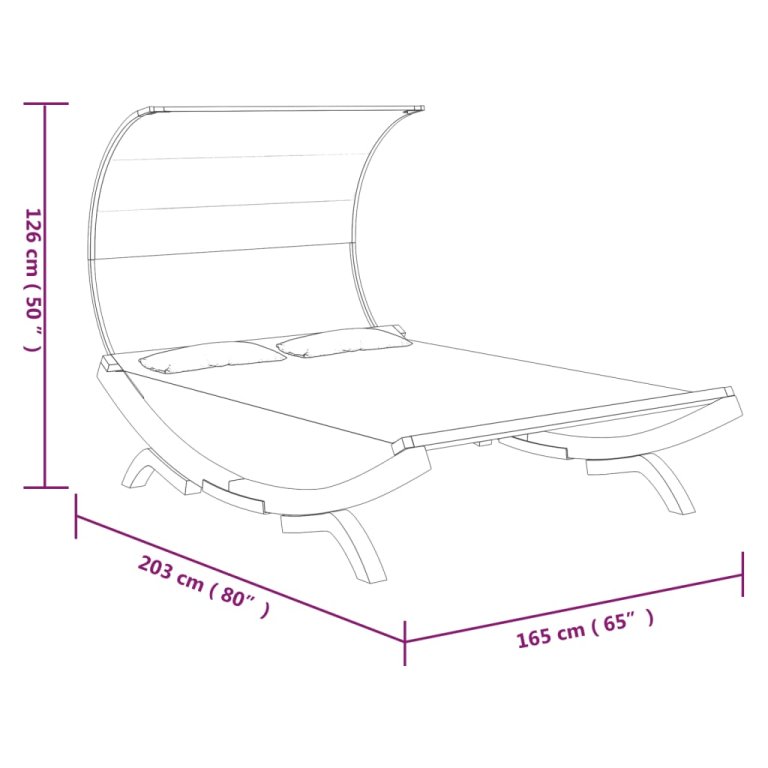 Pat de exterior cu baldachin antracit 165x203x126 cm lemn masiv