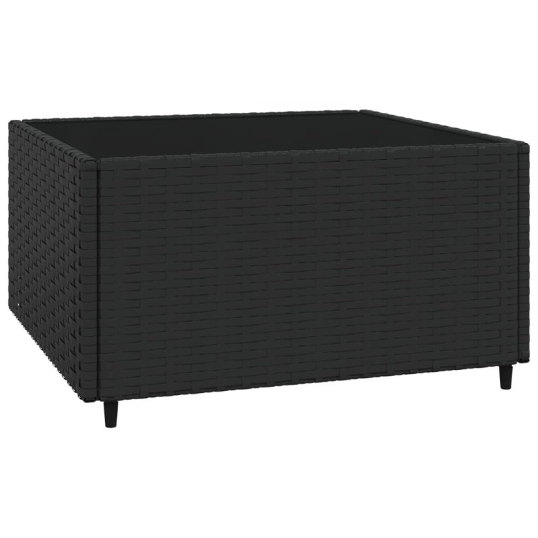 Set mobilier de grădină cu perne, 3 piese, negru, poliratan