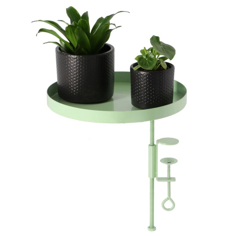 Esschert Design Tavă pentru plante cu clemă, verde, rotund, L