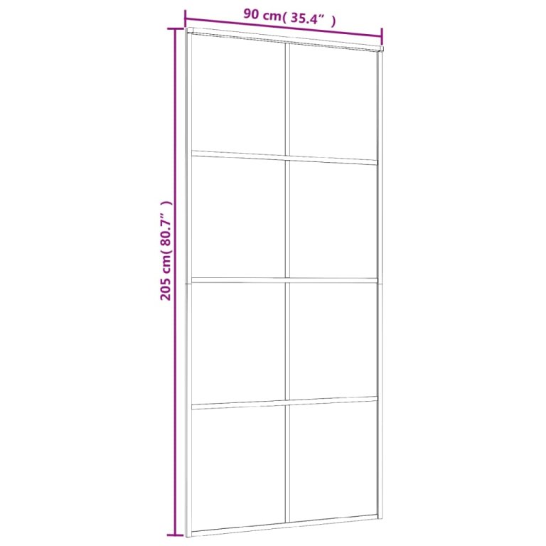 Ușă glisantă, alb, 90x205 cm, sticlă ESG mată și aluminiu