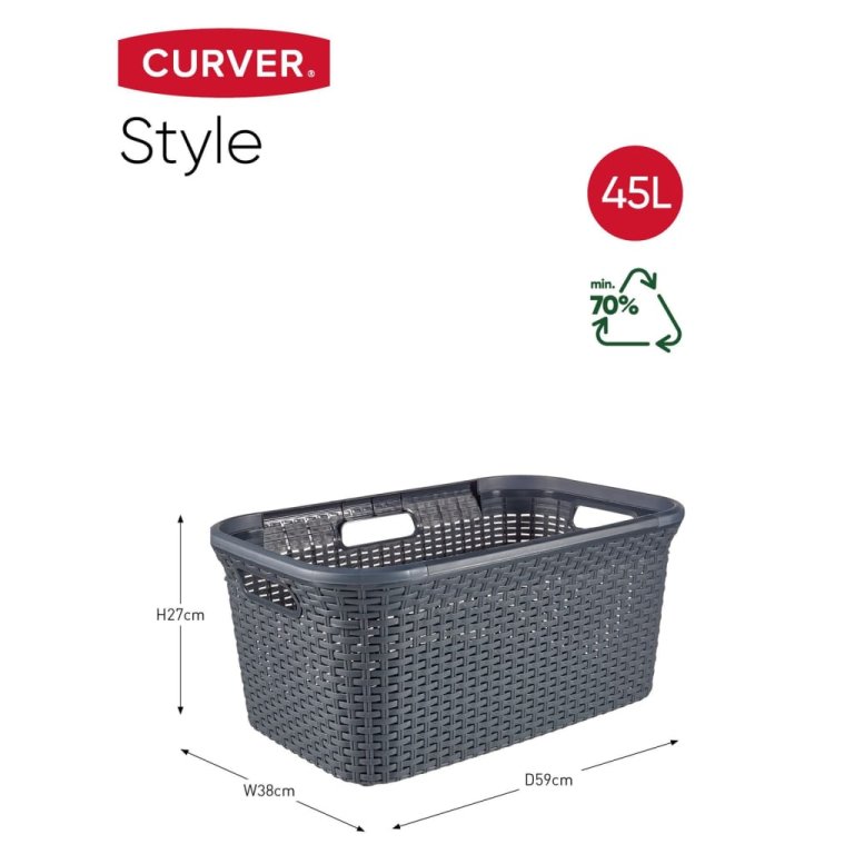 Curver Coș de rufe Style, antracit, 45 L